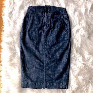 London Jean high rise denim pencil skirt